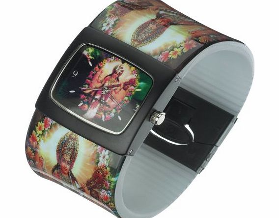 Jane Kahn ``Indian God Black`` Design Bangle Watch.