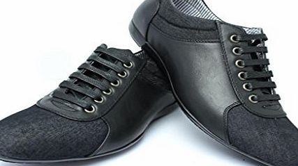 JAS MENS CASUAL LACE UP SMART BLACK ITALIAN DESIGNER TRAINERS SHOES SIZE 5-12 (7)