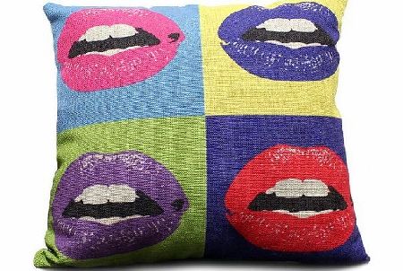 Jastore 18 X 18 Inch Cotton Linen Decorative Throw Pillow Cover Cushion Case,Hot Modern Pop Art Rock Sexy Lips