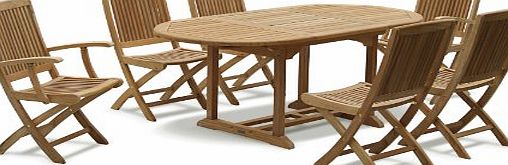 Curzon Teak Garden Furniture Dining Set with Extending Table amp; 2 Armchairs + 4 Side Chairs (fully assembled) - Jati Brand, Quality amp; Value