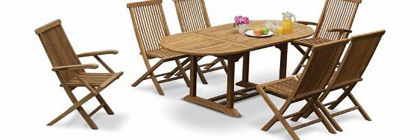 Jati Teak Garden Furniture Dining Set with 6 Teak Folding Chairs - Jati Brand, Quality amp; Value
