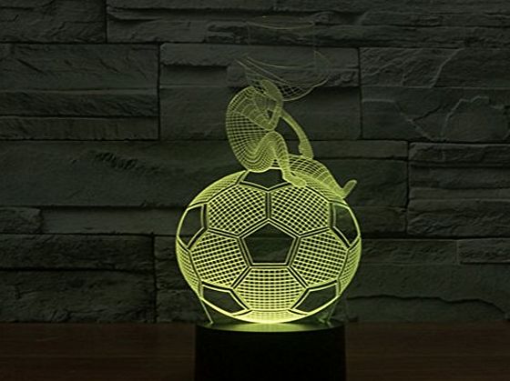 Jawell 3D Illusion Lamp Jawell Night Light Thinking Football 7 Changing Colors Touch USB Table Nice Gift Toys Decorations
