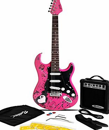 Jaxvile Jaxville Pink Punk ST Style Electric Guitar Pack