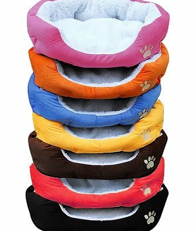 Jazooli Soft Fabric Washable Dog Pet Warm Basket Bed with Fleece Lining - Blue - Medium