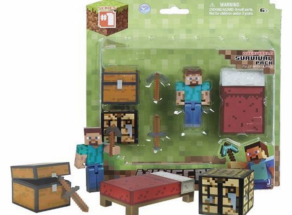 Jazwares Overworld Survival Pack ~2.75`` Minecraft Mini Fully Articulated Action Figure Pack