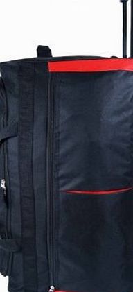 30`` Wheeled Travel HoldallTrolley Travel Bag Luggage on Wheels (Black with Red Trim)