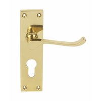 Jedo Euro Scroll Lever Lock Brass