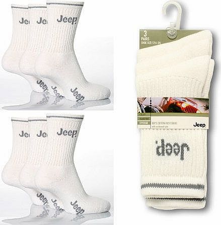 Jeep 6 Pairs Boys Designer JEEP White Sport Socks UK size 4 - 6 JP04