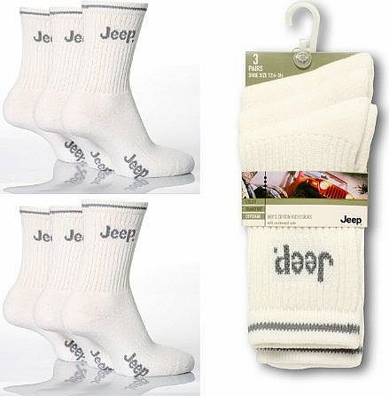 Jeep 6 Pairs Boys Designer JEEP White Sport Socks UK size 4 - 6 JP04