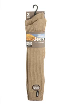 Jeep Mens 2 Pair Jeep Terrain Long Thermal Sock Black