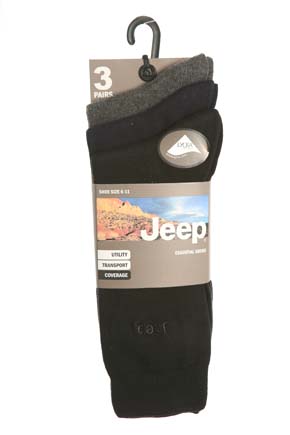Jeep Mens 3 Pair Jeep Essential Plain Sock Black/Navy/Grey