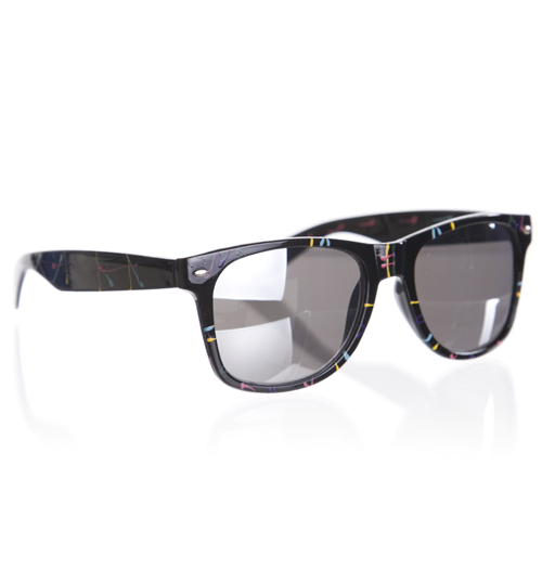 Jeepers Peepers Black Retro Pattern Mirror Wayfarer Sunglasses