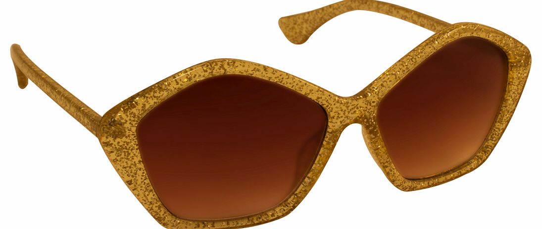 Jeepers Peepers Gold Glitter Star Oversized Sunglasses from