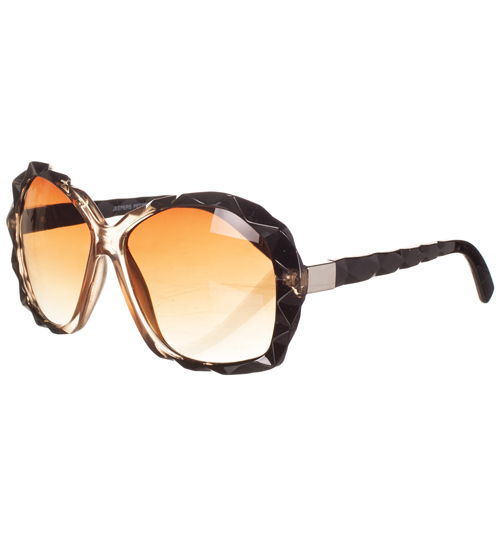 Jeepers Peepers Retro Oversized Angled Detail Zaffran Sunglasses