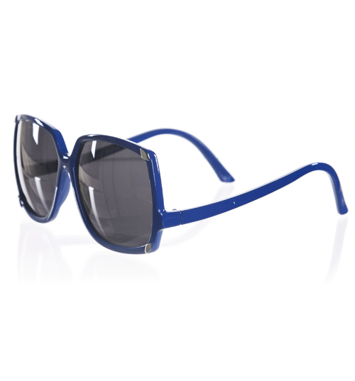 Jeepers Peepers Retro Oversized Blue Daisy Sunglasses from