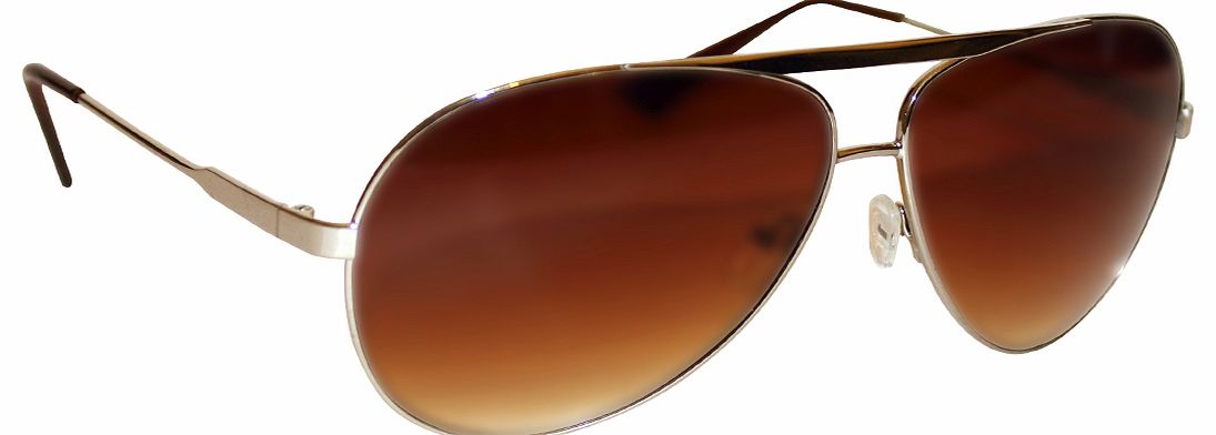 Silver And Brown Sol Aviator Sunglasses from