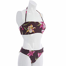 Jeff Banks Beach Brown flower print bandeau bikini top