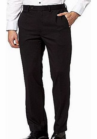 Jeff Banks Designer Black Herringbone Slim Fit Wool Blend Trousers
