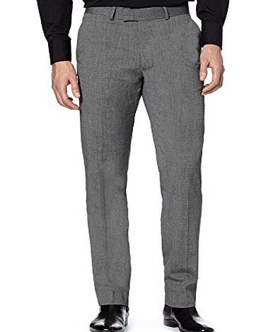 Jeff Banks Designer Light Grey Smart Pindot Slim Leg Trousers