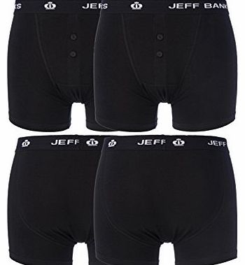 Jeff Banks Mens 2 Pack Plymouth 3 Button Cotton Boxer Shorts Medium Black