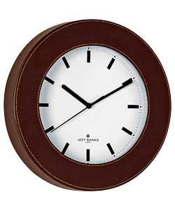 Jeff Banks Round Leather Effect Wall Clock