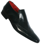 Jeffery West Black Leather Brogue Shoes