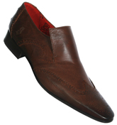 Jeffery West Dark Brown Leather Brogue Shoes