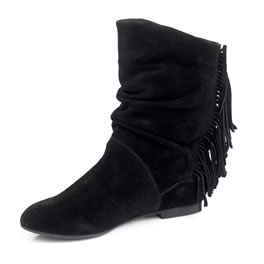 Jeffrey Campbell Jeffrey Cambell Black Suede Mid Calf Thud Fringe
