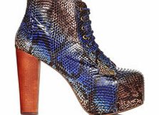 Jeffrey Campbell Lita blue snake effect boots