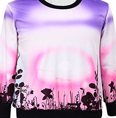 Jelinda Womens Scenery Print Long Sleeve Casual Sweatshirt Jumper Blouse Tops Outerwear