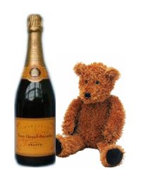 Jellycat Old friend bear and veuve clicquot