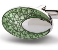 Jermyn Shirts 006/B Oval Pattern Green Enamel Cufflinks