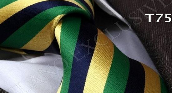 Jermyn street shirts Premium Mens Italian Silk Designer Ties - Various Colours (T75- Yellow Green Striped)