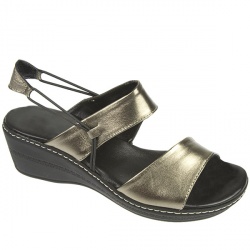 Female Bridget Leather Upper Leather Lining Comfort Sandals in Black, Pewter