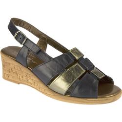 Female Marie Leather Upper Leather Lining Comfort Large Sizes in Navy-Pewter