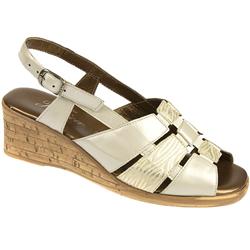 Jessica Female Marie Leather Upper Leather Lining Comfort Sandals in Beige-Gold