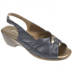 Jessica Female Sophie Leather Upper Leather Lining Comfort Sandals in Navy-Pewter, Pewter-Gold, White-Gold