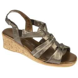Jessica Womens Alana Leather Upper Leather Lining Comfort Sandals in Pewter, White