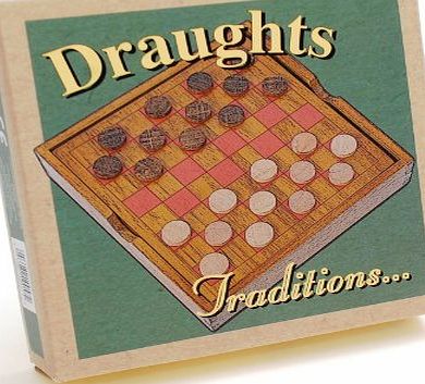 Jesters Wooden Travel Draughts board with storage compartment