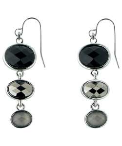 Jet Oval 3 Drop Earrings