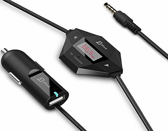 FM Transmitter, JETech� Wireless FM Transmitter Radio Car Kit with 3.5mm Audio Plug and Car Charger for iPhone 6/5/4, iPad, iPod, Samsung Devices, and ANY Smart Phones with 3.5mm Audio Plug