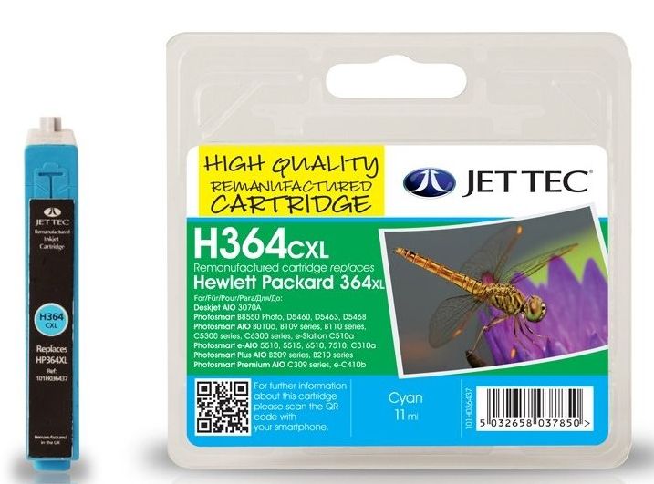 JetTec---Ink-Cartridge HP364XL CB323EE Cyan Remanufactured Ink