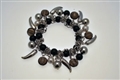 Jewellery Black Fashion Beaded Bracelet- Silver Drop