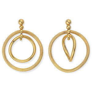 9ct Double Hoop Drop Earrings