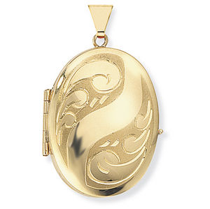JEWELLERY FOR ALL 9ct Hand-Engraved Four-Picture Oval Family Locket