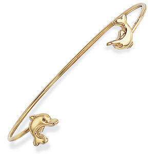 9ct Infant's Torque Bangle with Dolphins
