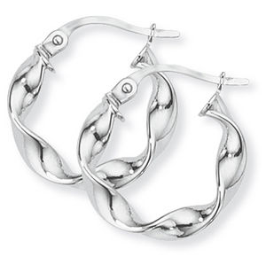 9ct White Gold Twisted Hoop Earrings