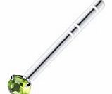 Sterling Silver Nose Stud with 2mm Crystal Gem 20G - Green CZ