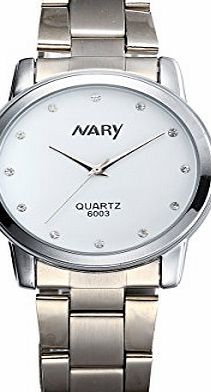 JewelryWe Fashion Men amp; Women Stainless Steel Band Wrist Watches Round Quartz Watch Couples Gifts (Womens Watch)