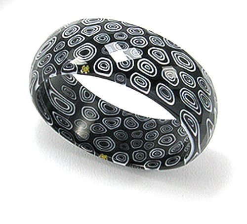 Designer Jewellery - Contemporary Black & White Patterned Glass Bangle